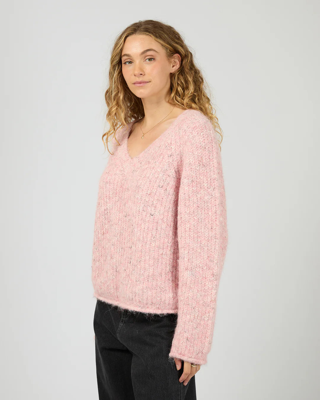 Devon V Neck Knit - Pink