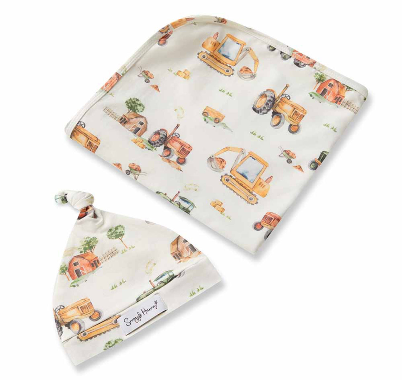 Wrap & Beanie Set - Diggers & Tractors