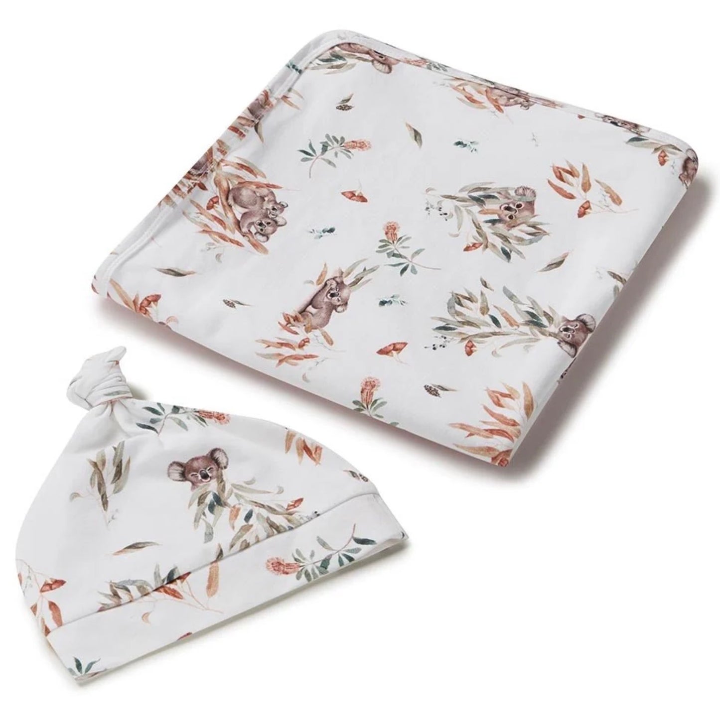 Organic Jersey Wrap & Beanie Set
 - Koala