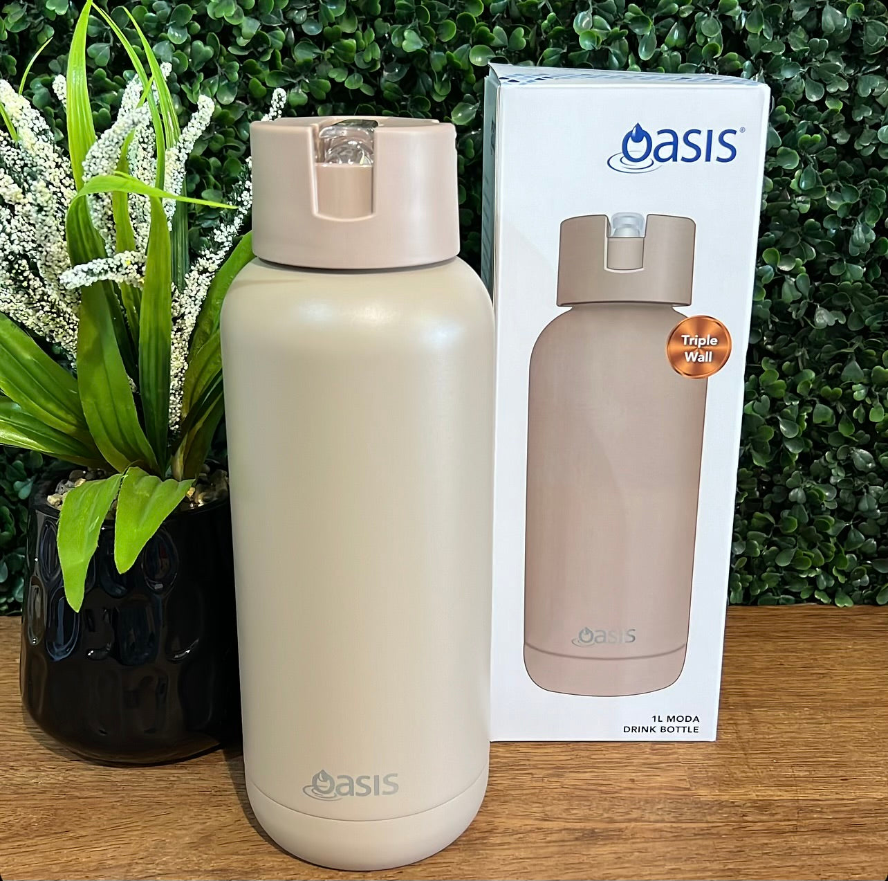 Oasis Insulated Drink Bottle 1 Litre - Latte