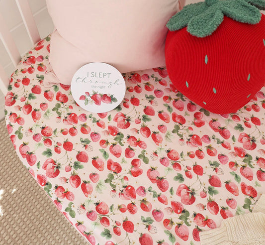 Fitted Cot Sheet - Strawberry