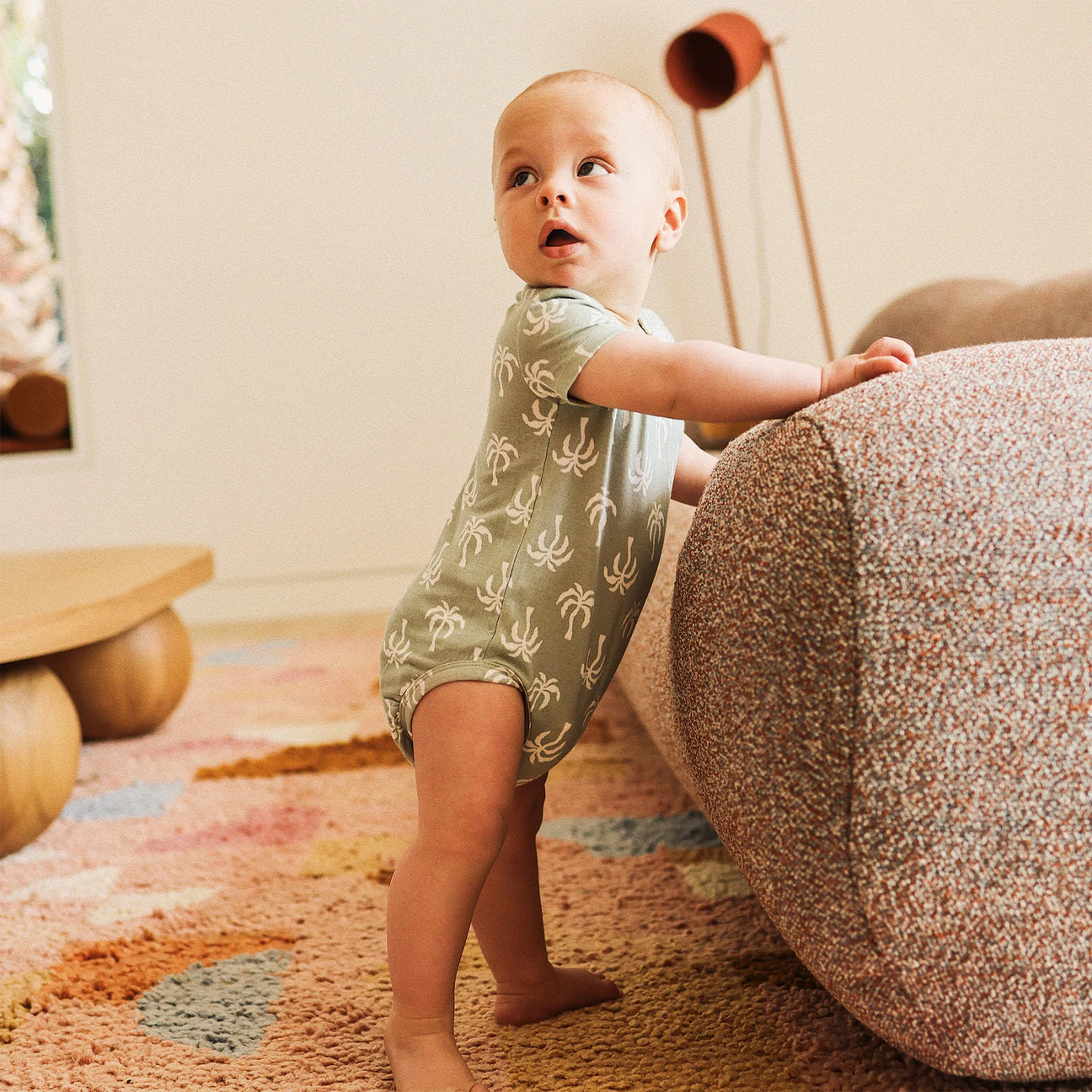 Comfy Short Sleeve Bodysuit - Palm Tree
