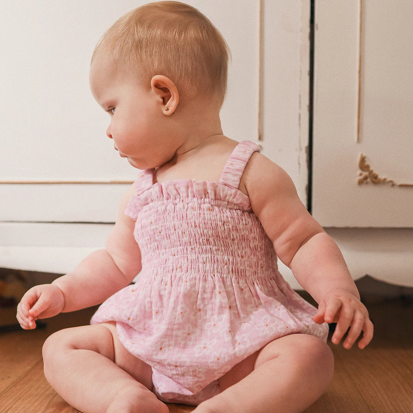 Shirred Woven Romper - Frangipani