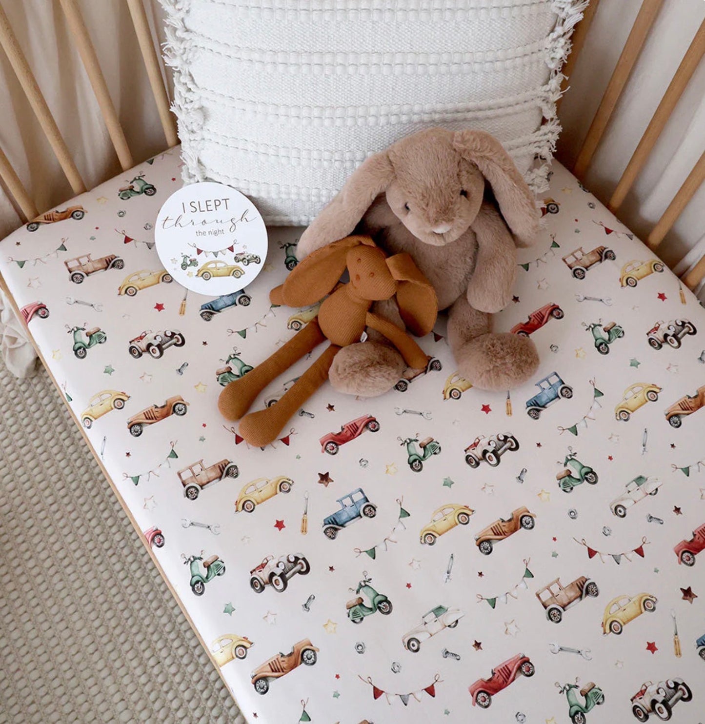 Fitted Cot Sheet - Vintage Cars