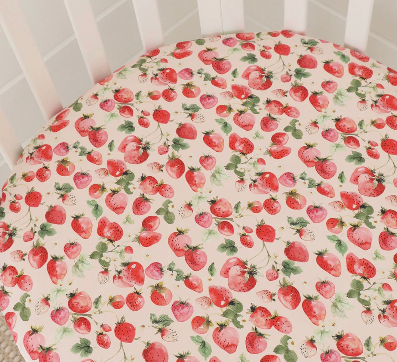 Fitted Cot Sheet - Strawberry