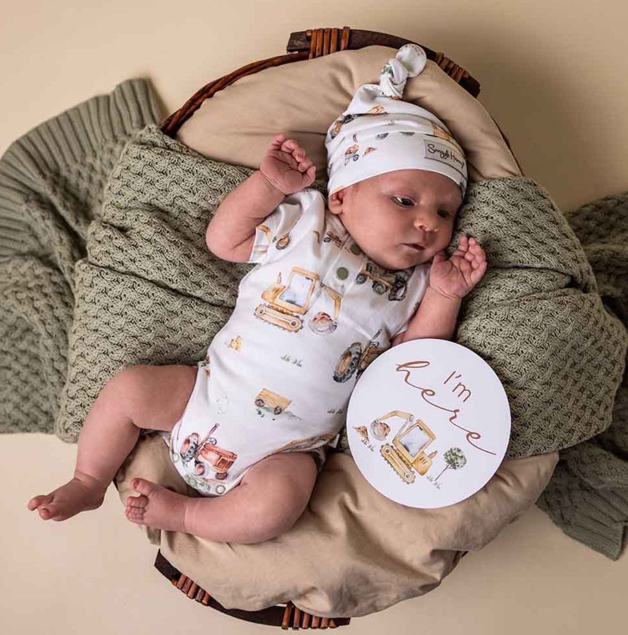 Short Sleeve Bodysuit - Diggers & Tractors