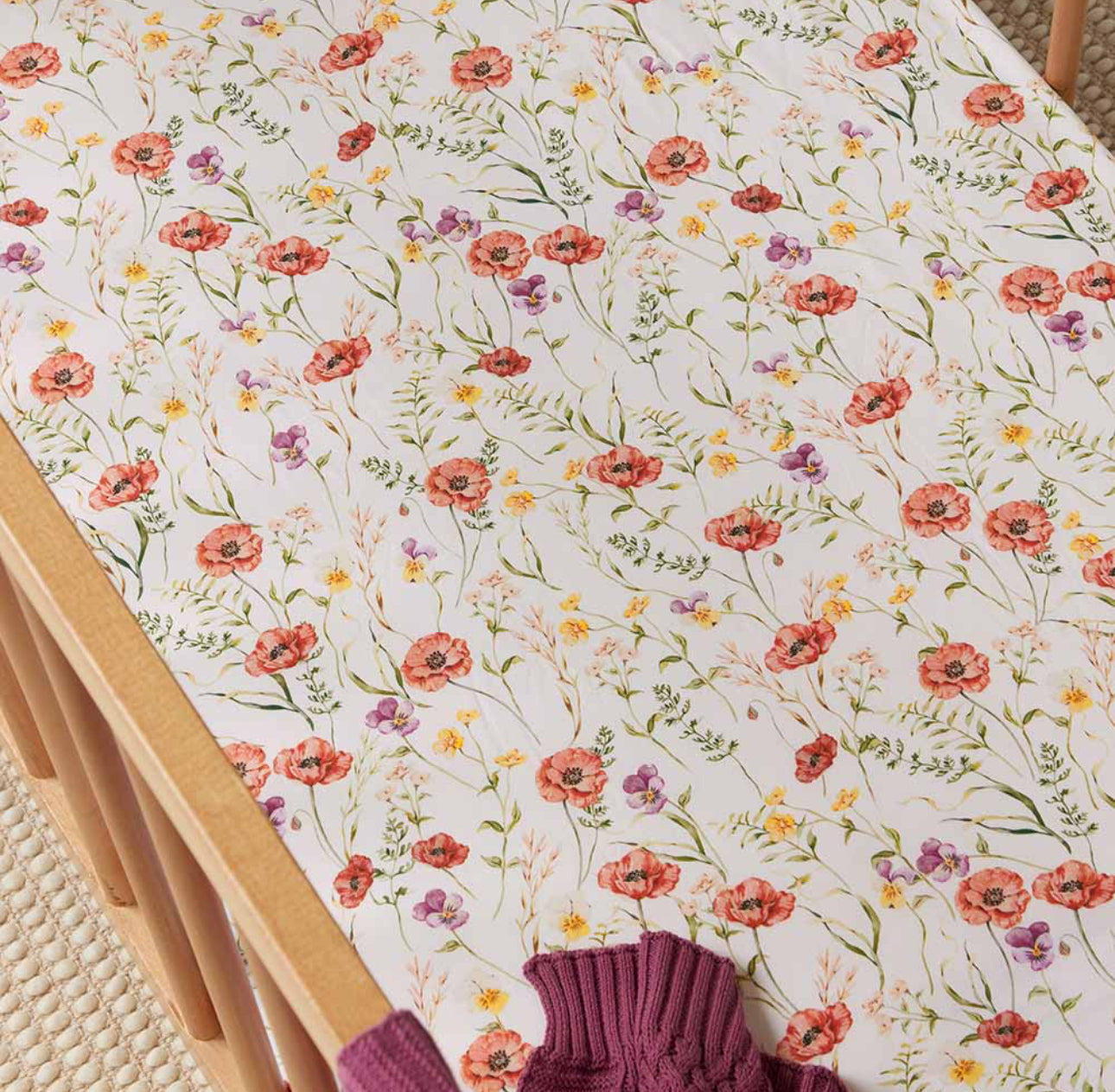 Snuggle Hunny Fitted Cot Sheet - Meadow