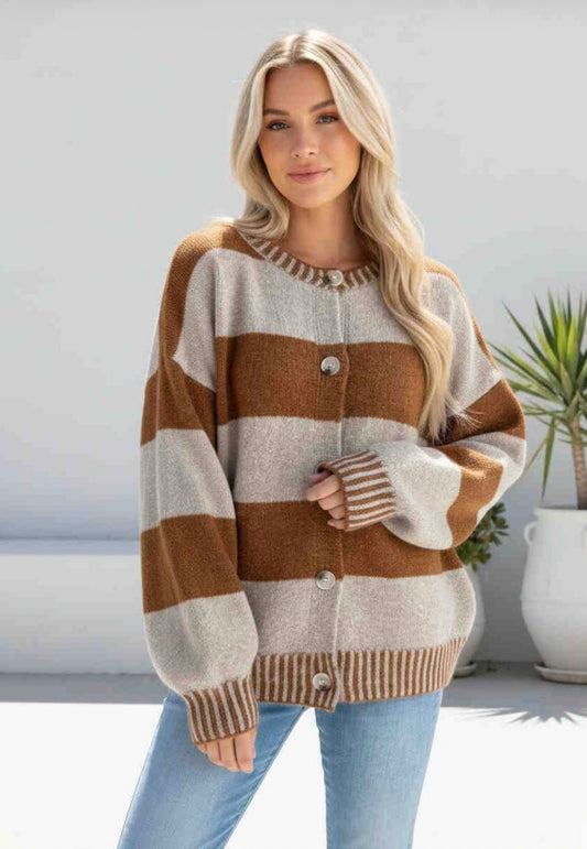 Chrissy Cardigan Mocha/Oatmeal
