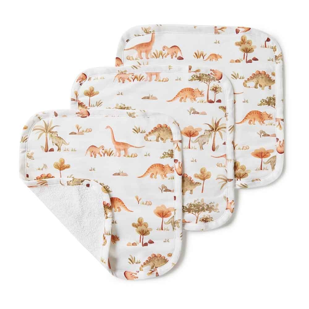 Organic 3 Pack Wash Cloths - Dino
