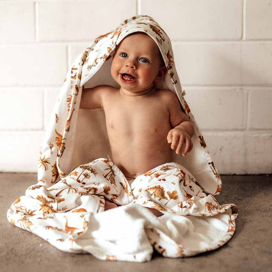 Organic Baby Hooded Towel - Dino