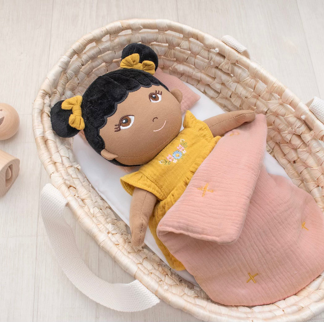 Woven Doll Basket Set - Blush