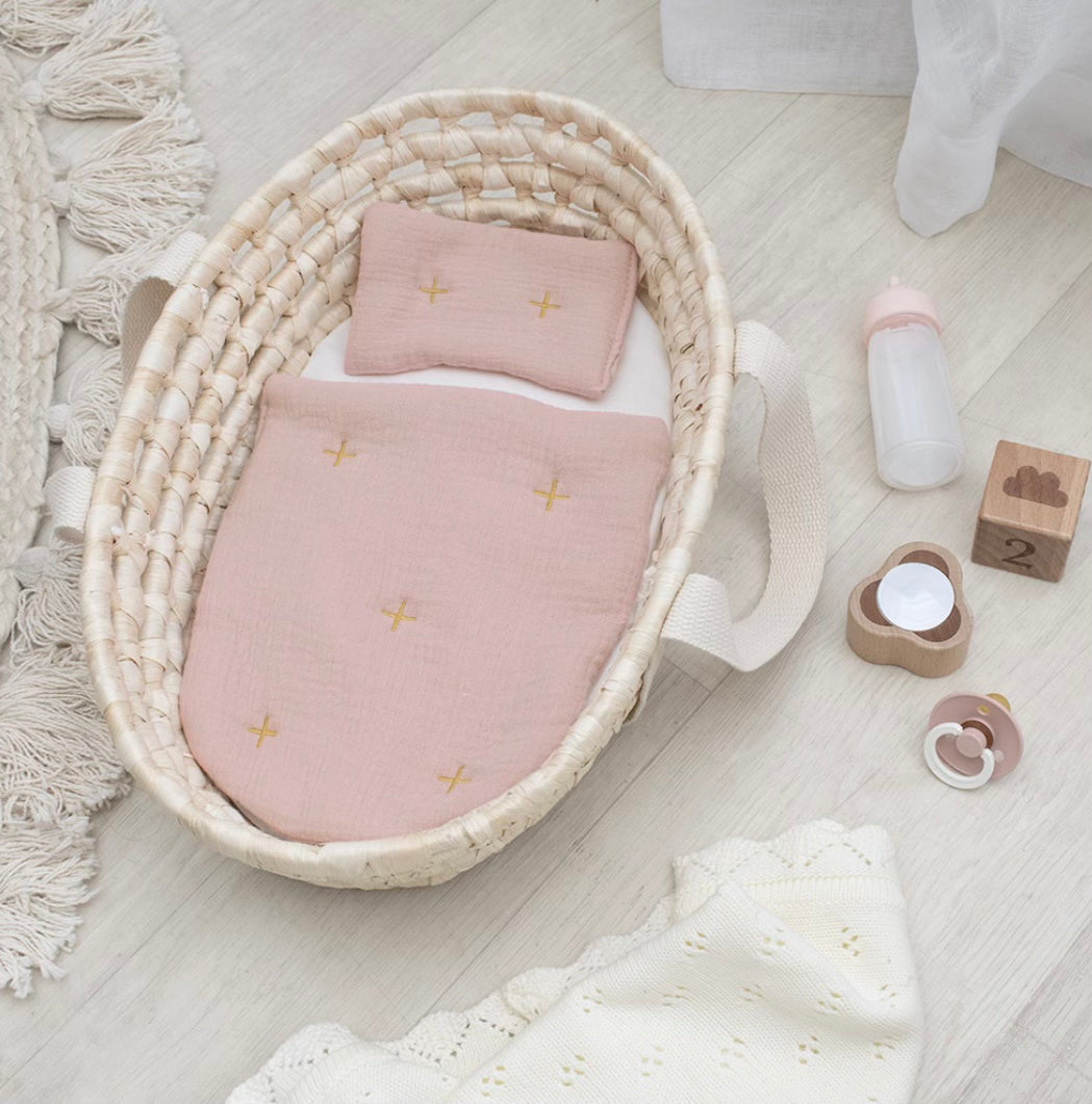 Woven Doll Basket Set - Blush