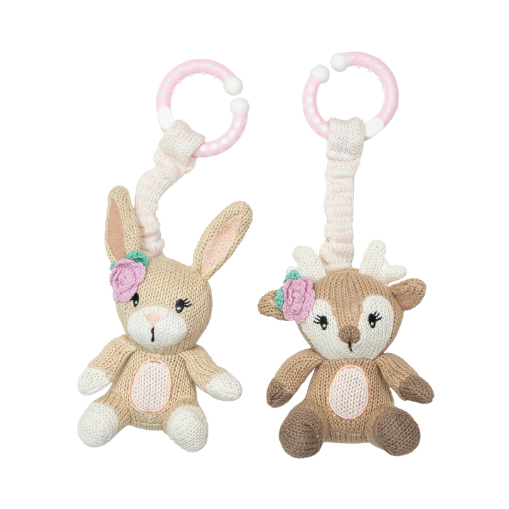2pk Stroller Toys - Fawn & Bunny