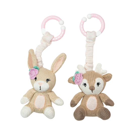 2pk Stroller Toys - Fawn & Bunny