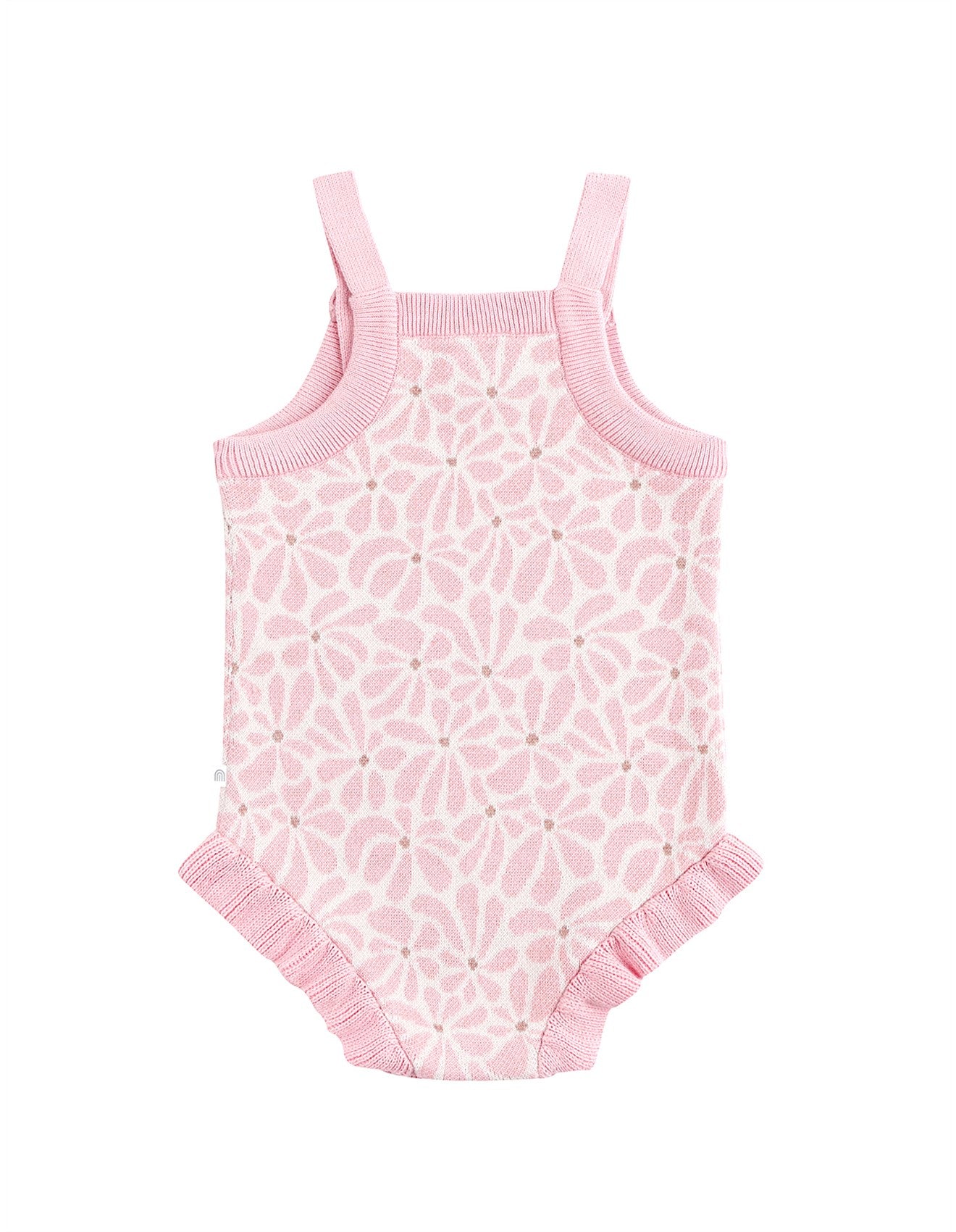 Jacquard Knit Frill Romper - Hibiscus