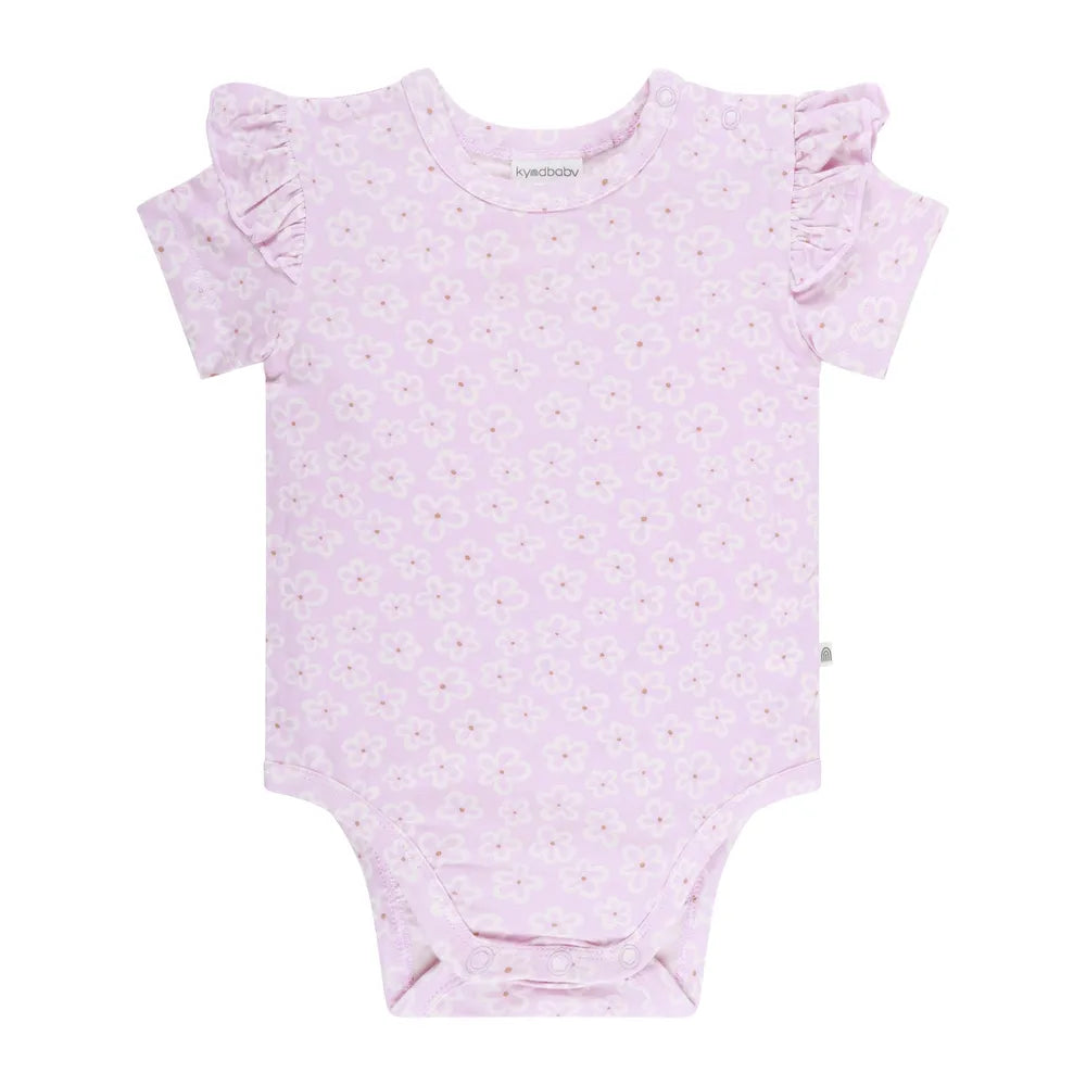 Comfy Short Sleeve Frill Bodysuit - Frangipani