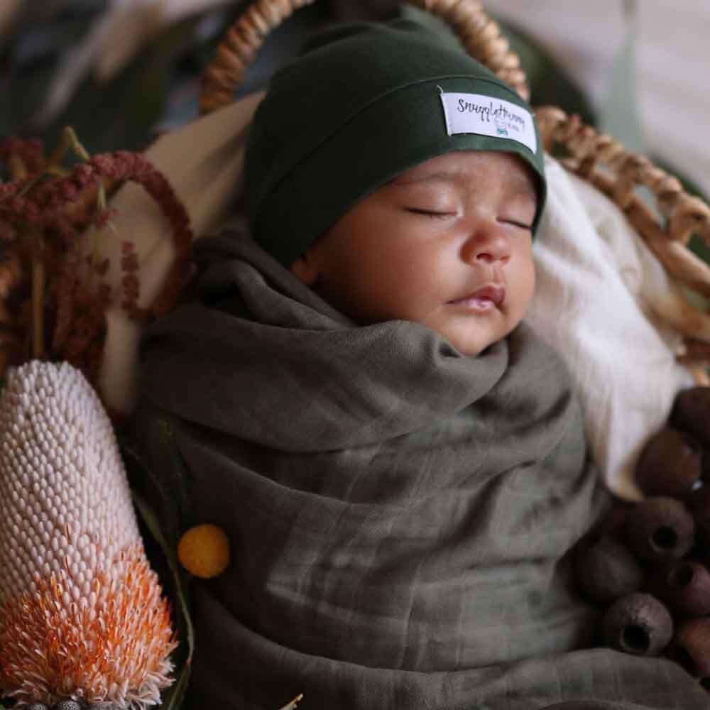 Organic Cotton Muslin Wrap- Dusty Olive