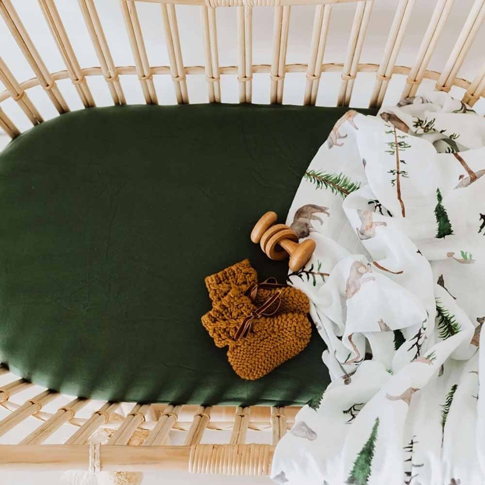 Fitted Bassinet Sheet/Change Pad Cover - Olive