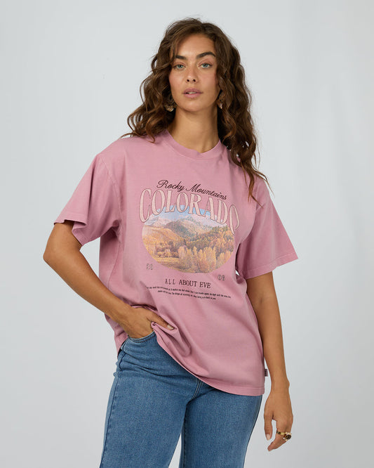 Rocky Mountain Relaxed Tee- Pink