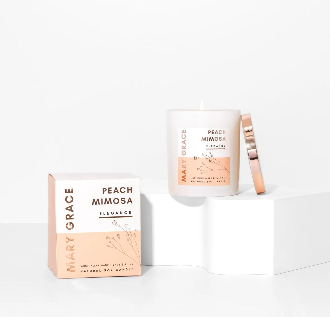 MARY GRACE
PEACH MIMOSA JAR CANDLE