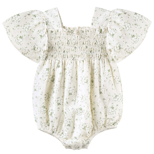 LILY PUFF SLEEVE ROMPER - ECRU FLORAL