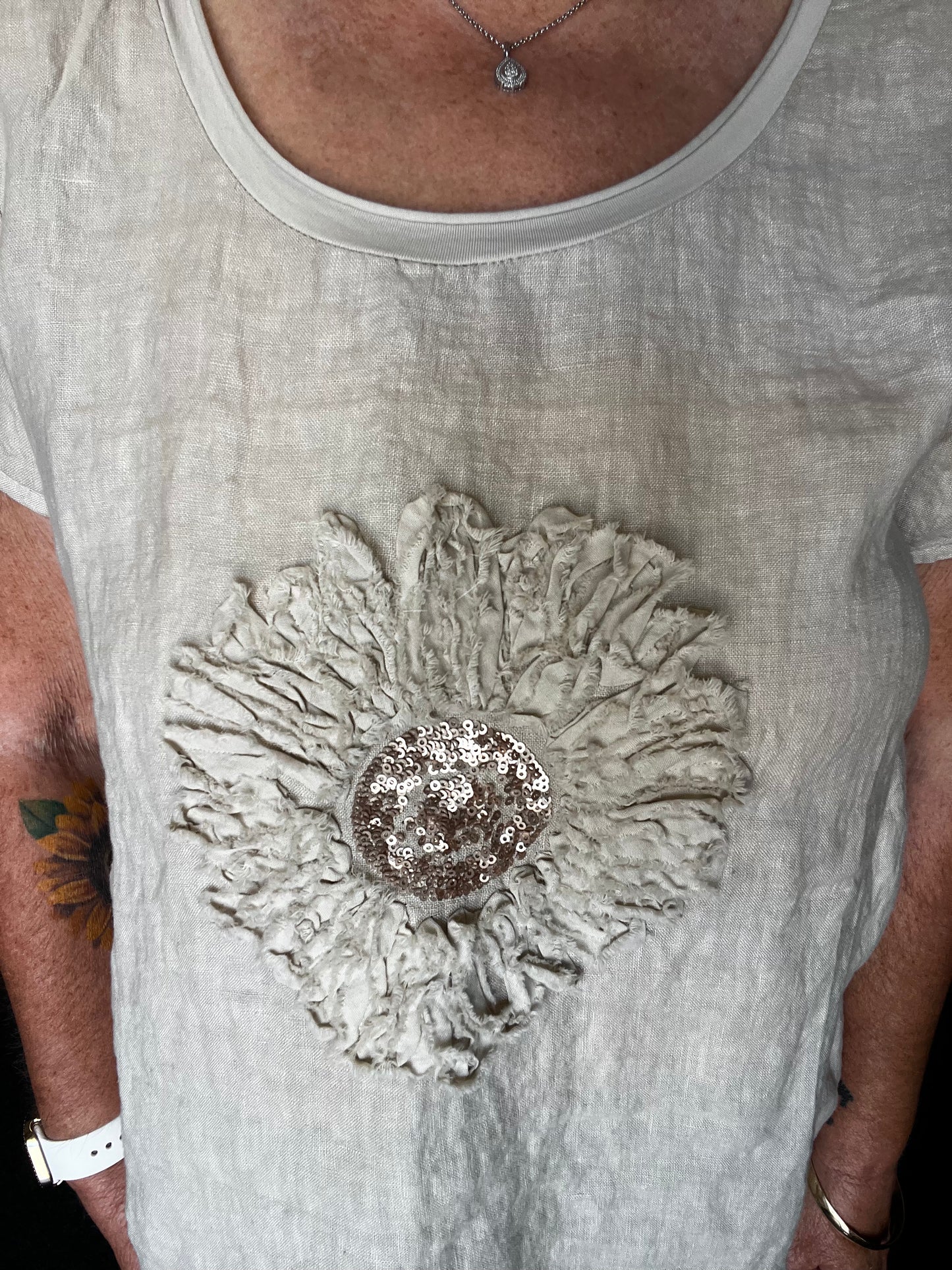 Italian Linen Top - Cashmere/Beige