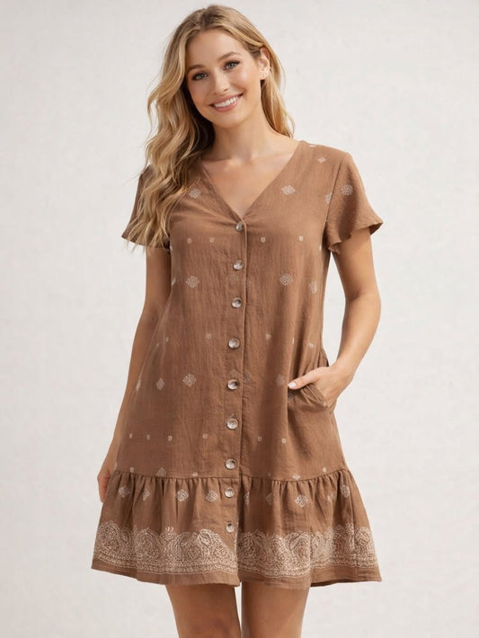 Gracie Mini Dress - Tan