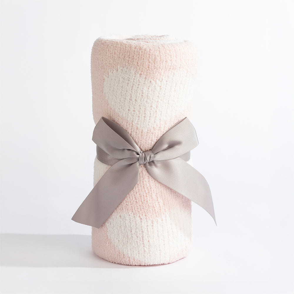 Chenille Blanket - Pink Hearts