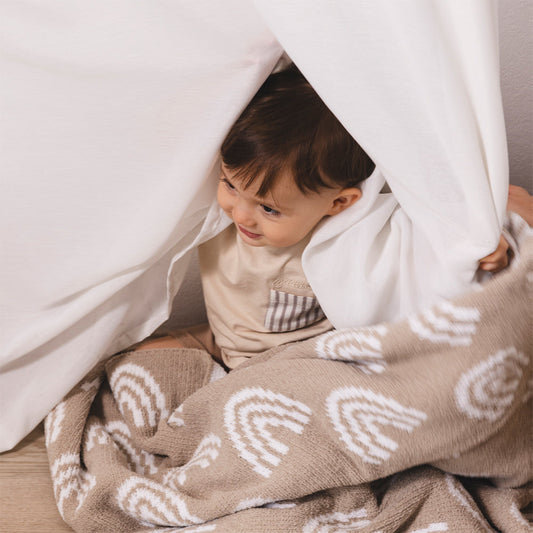 Chenille Blanket - Rainbow Taupe