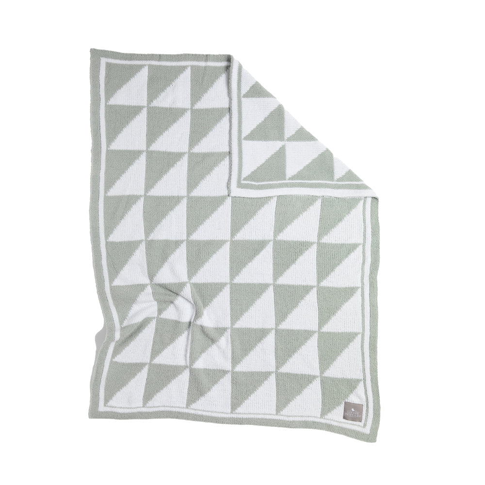 Chenille Blanket - Sage Triangles