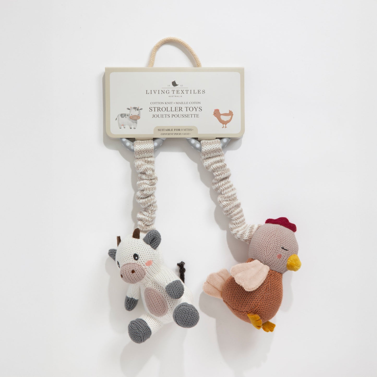 2pk Stroller Toy - Cow & Chicken