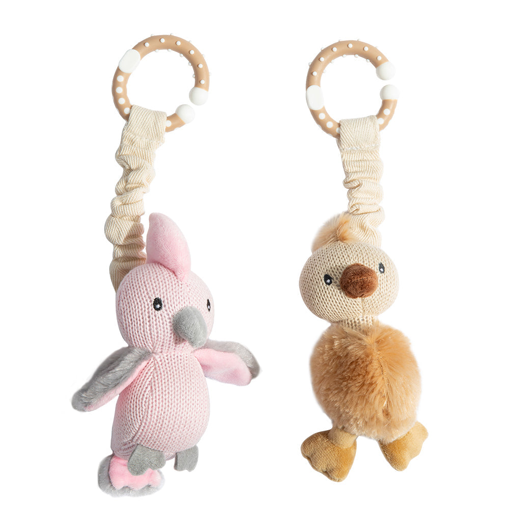 2 Pack Stroller Toys - Galah & Emu