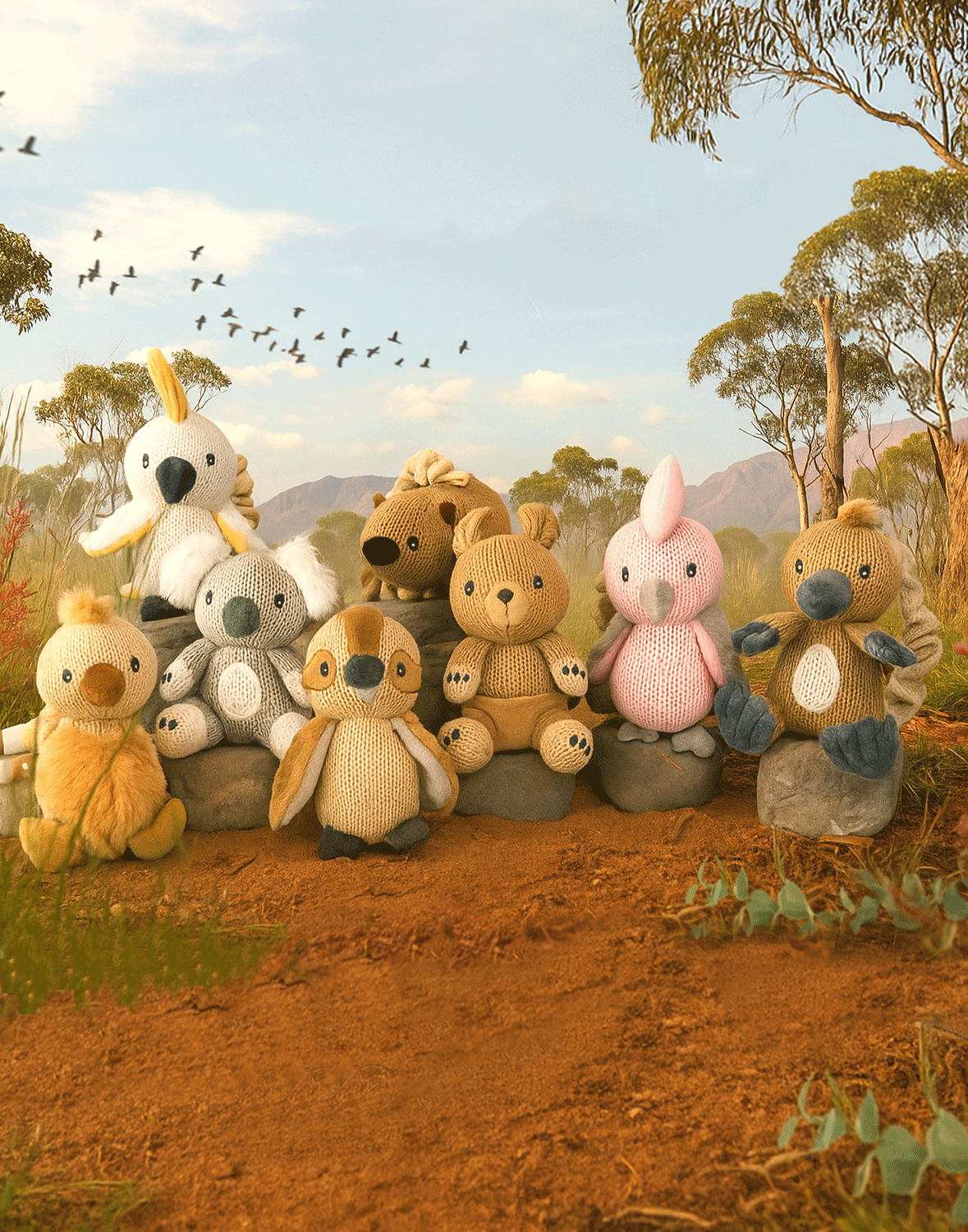 2 Pack Stroller Toys - Galah & Emu