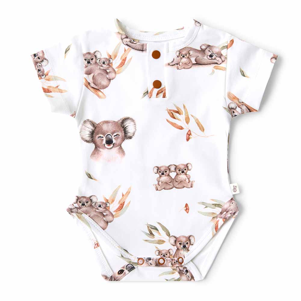 Short Sleeve Organic Bodysuit - Koala