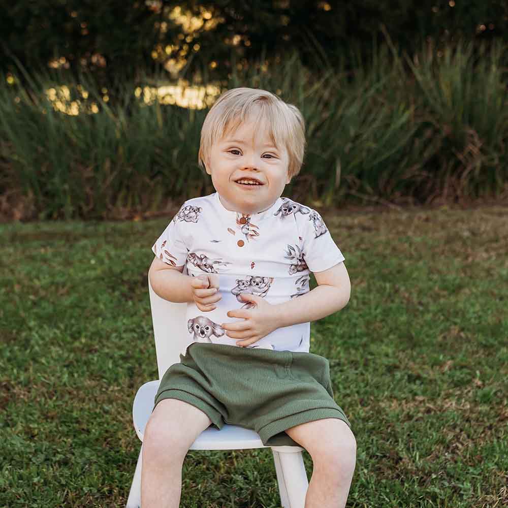 Short Sleeve Organic Bodysuit - Koala