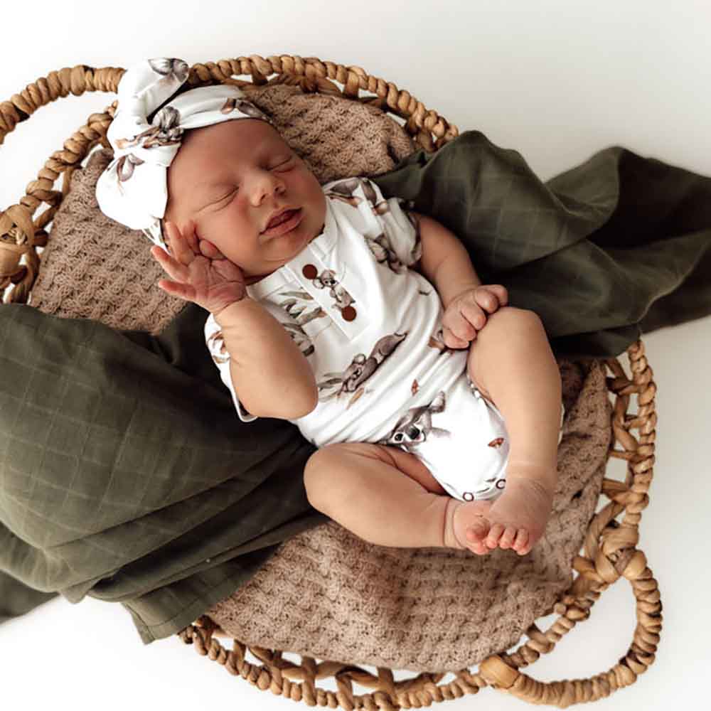 Short Sleeve Organic Bodysuit - Koala