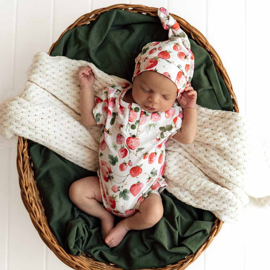 Short Sleeve Organic Bodysuit - Strawberry