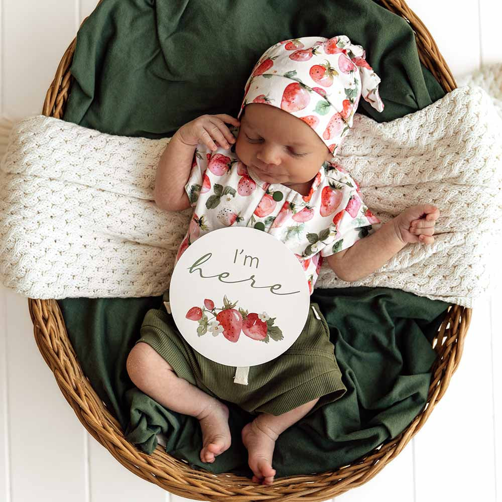 Short Sleeve Organic Bodysuit - Strawberry