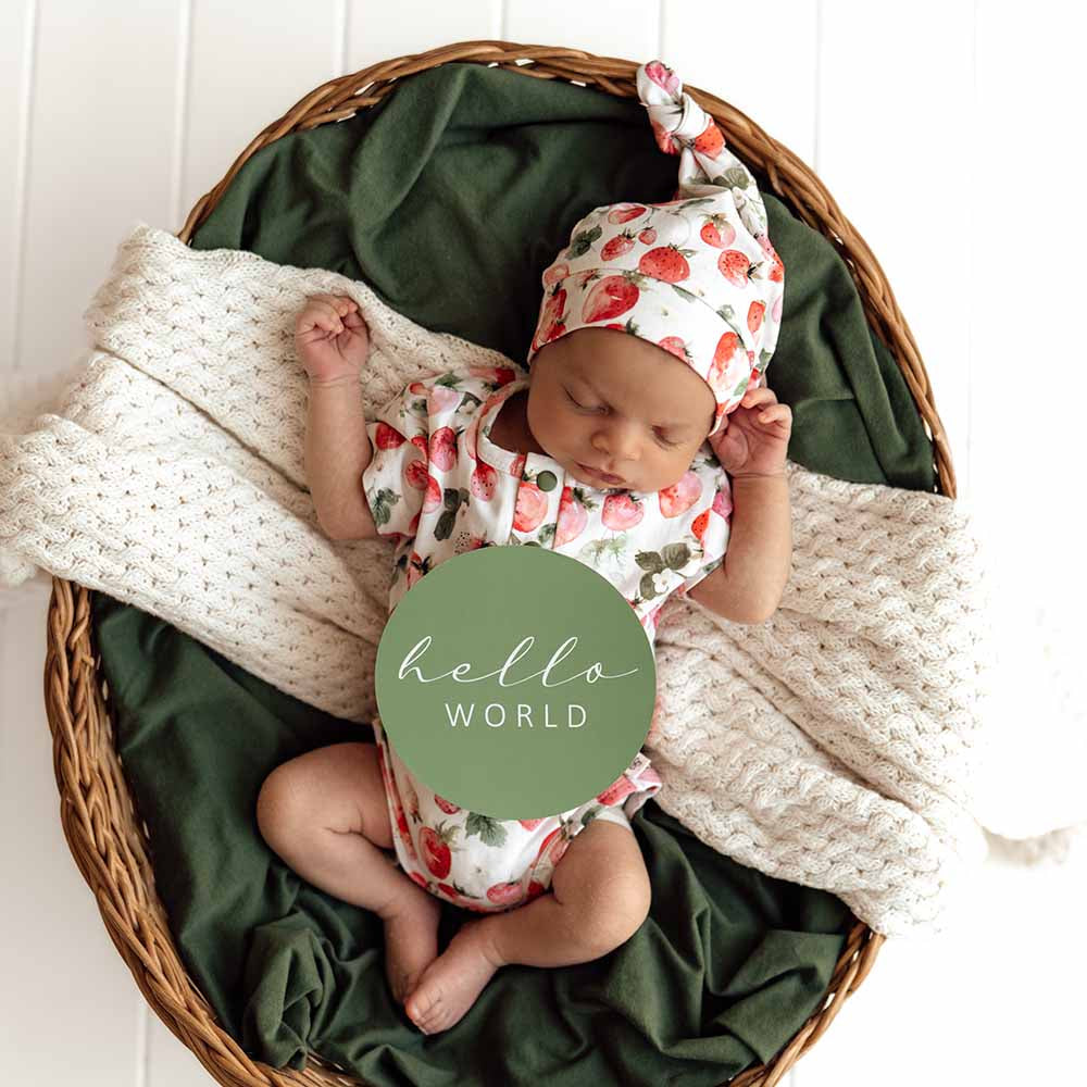 Short Sleeve Organic Bodysuit - Strawberry