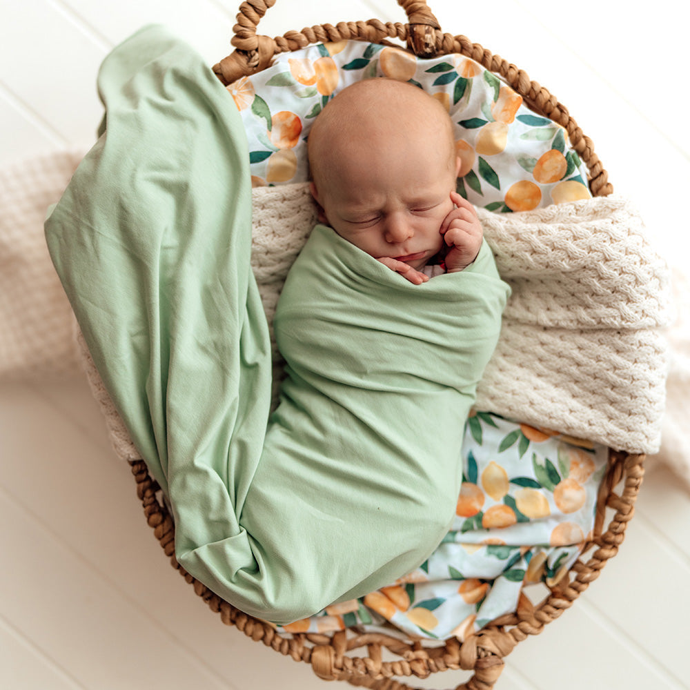 Organic Jersey Wrap & Beanie Set - Mint