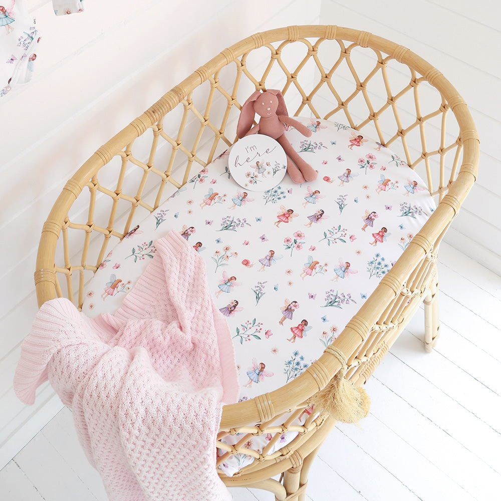 Fitted Bassinet Sheet / Change Pad Cover - Fairy Garden