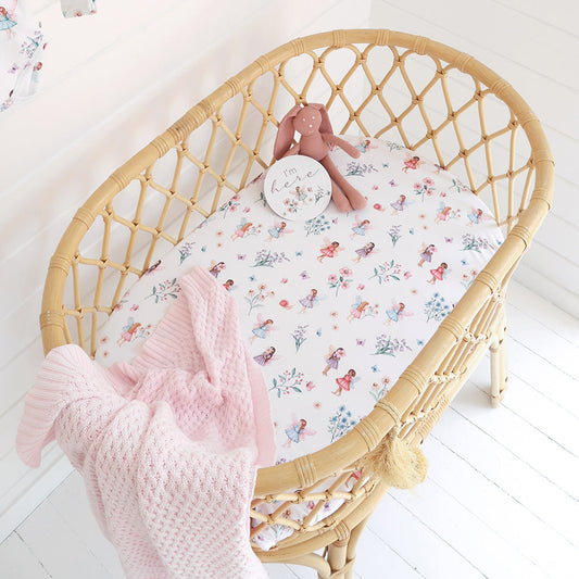 Fitted Bassinet Sheet / Change Pad Cover - Fairy Garden