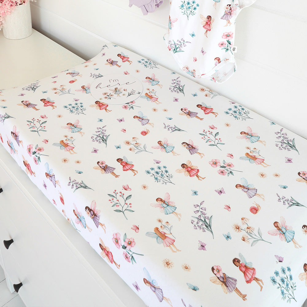 Fitted Bassinet Sheet / Change Pad Cover - Fairy Garden