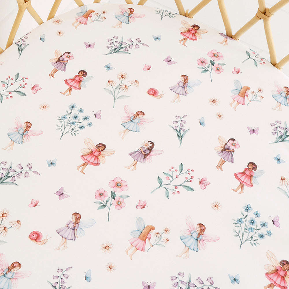 Fitted Bassinet Sheet / Change Pad Cover - Fairy Garden