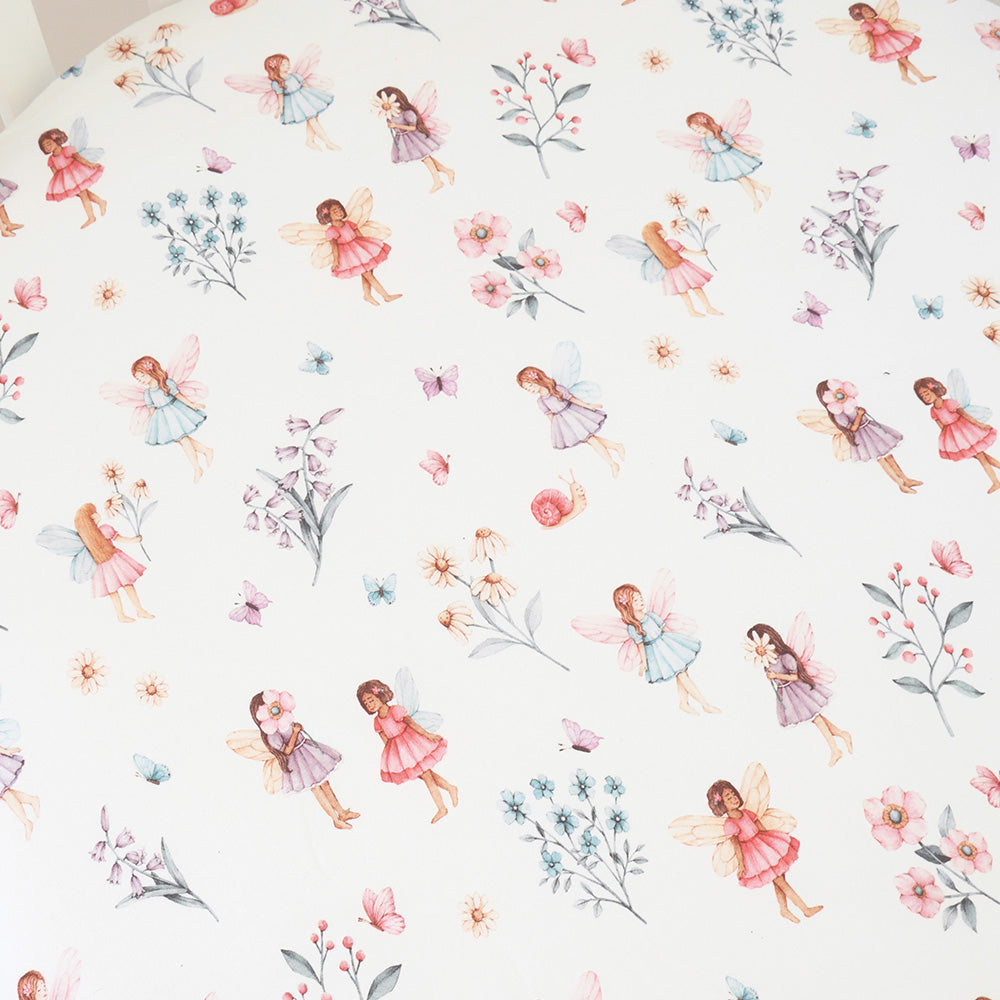 Organic Fitted Cot Sheet - Fairy Garden