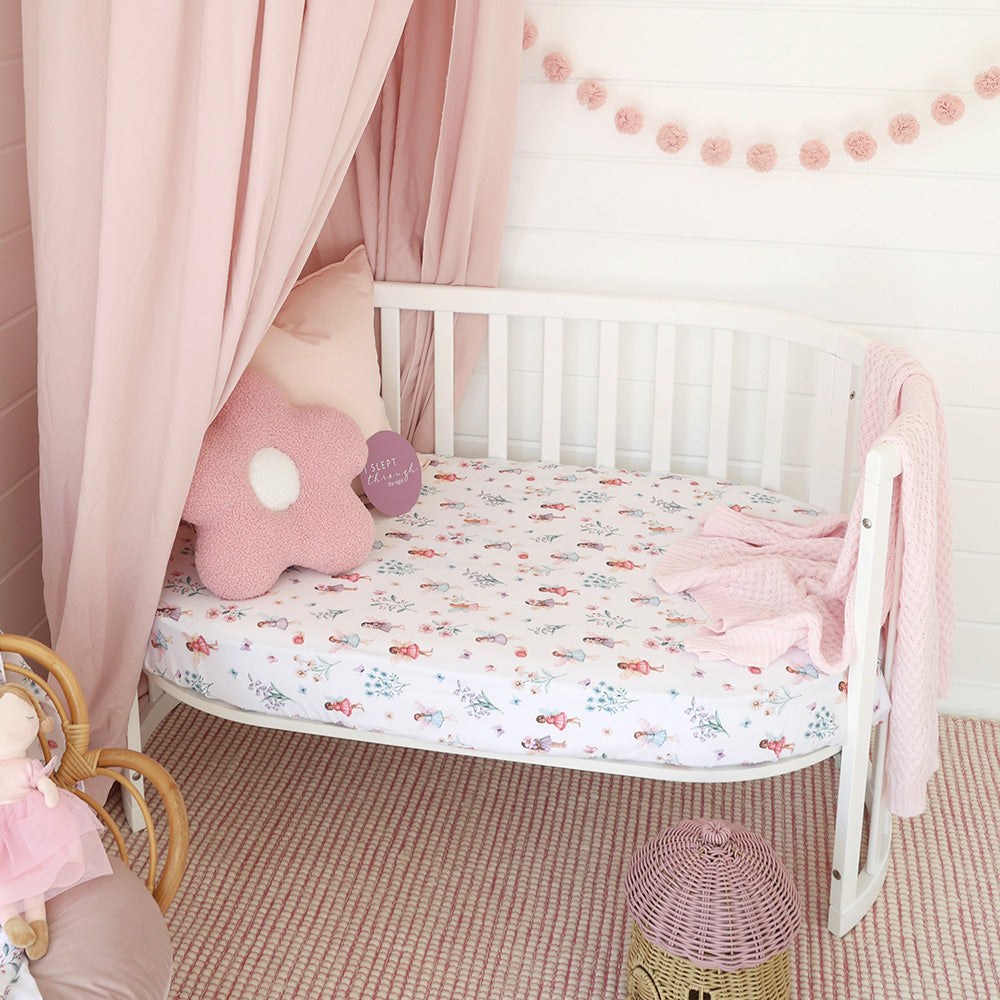 Organic Fitted Cot Sheet - Fairy Garden