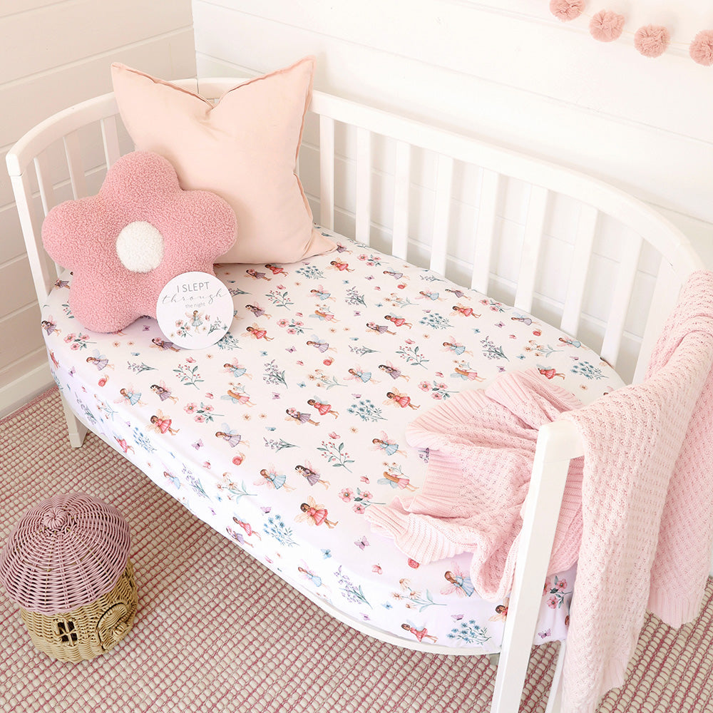 Organic Fitted Cot Sheet - Fairy Garden