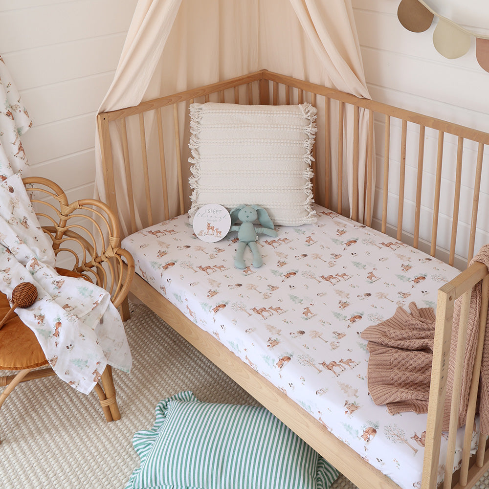 Organic Fitted Cot Sheet - Woodland Tales