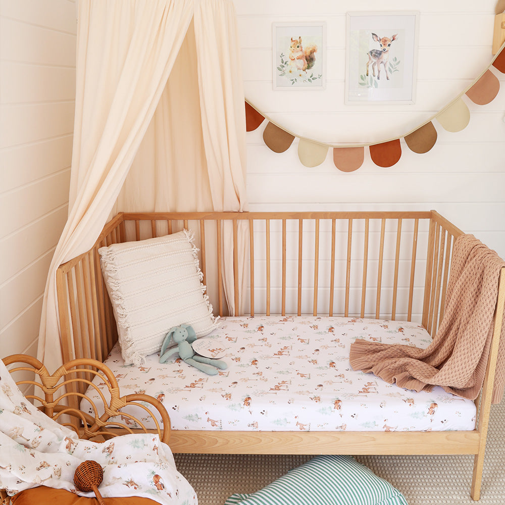 Organic Fitted Cot Sheet - Woodland Tales