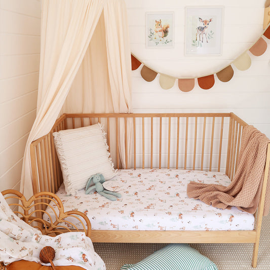 Organic Fitted Cot Sheet - Woodland Tales